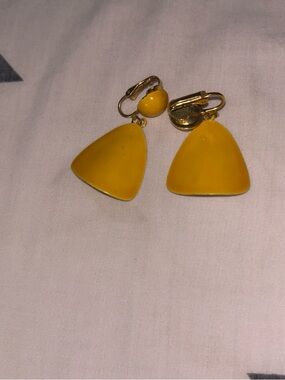 Bold Yellow Triangle Clip-On Earrings for Women